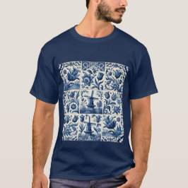 Elegantes Blau und Weiß Delft Tile T-Shirt