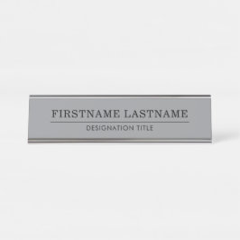 Elegantes Blau und Weiß mit Namens-Titel einfache  Schreibtischnamensplakette