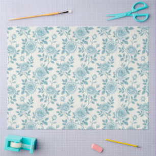 Elegantes Blau und Weiß Vintag Inspiriert Florals Seidenpapier