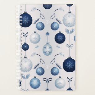 Elegantes Blau und Weiß Weihnachtsmuster Planer