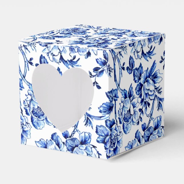 Elegantes Blau und Weiße Blumentoile Geschenkschachtel (Vorderseite)