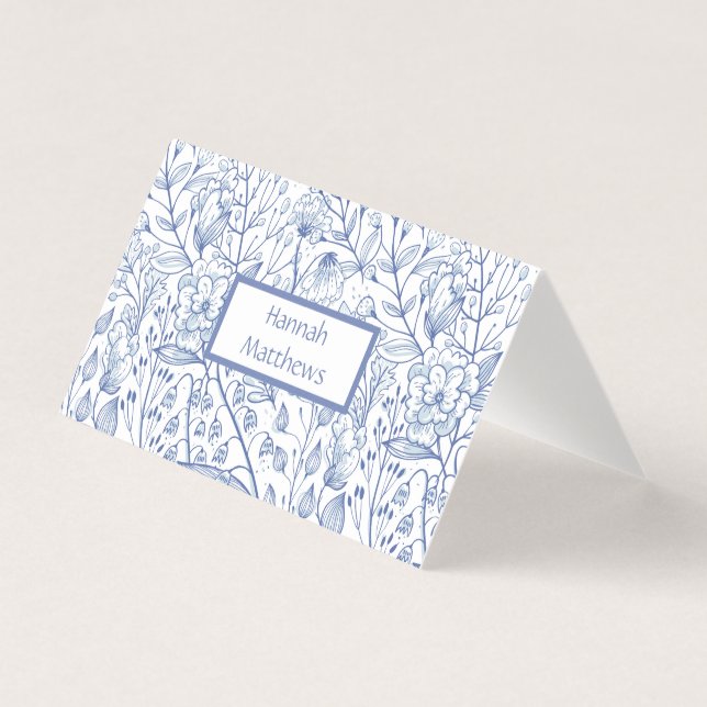 Elegantes Blau und Weiße Blüte (Vorderseite)