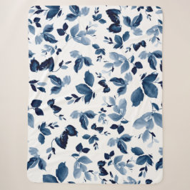 Elegantes Blau und Weiße Blütendecke Sherpadecke