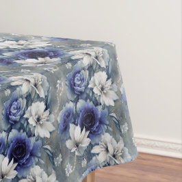 Elegantes Blau und Weiße Rosen und Lilien Tischdecke