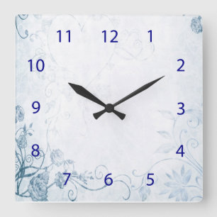 Elegantes Blau Vintage Quadratische Wanduhr