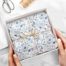Elegantes Blau-Weiß-Blumen-Toile-Botanik