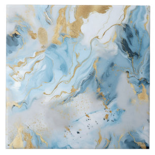 Elegantes Blau-Weiß-Goldmarmor-Muster Fliese
