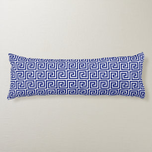 Elegantes Blau-Weiß-Griechisches Muster Seitenschläferkissen