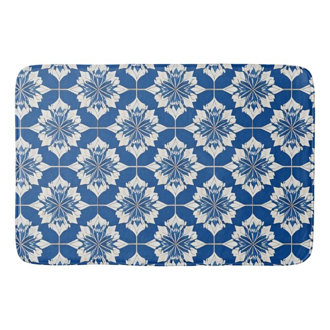 Elegantes Blau-Weiß-Muster Badematte (Vorderseite)