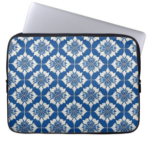 Elegantes Blau-Weiß-Muster Laptopschutzhülle