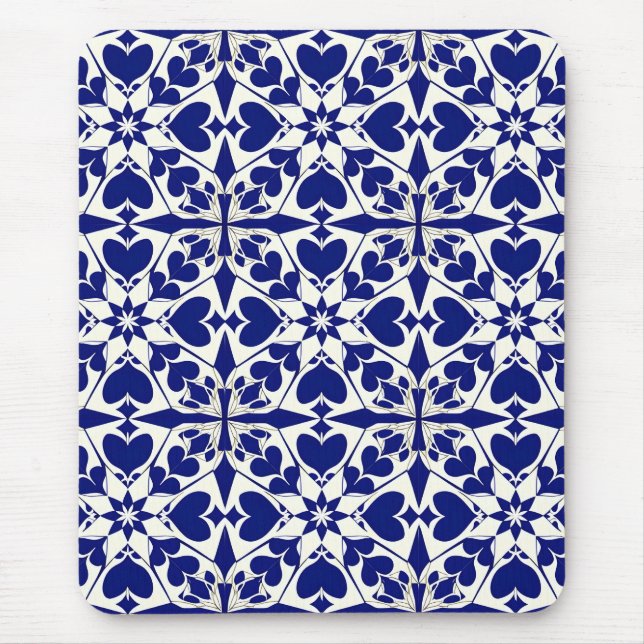 Elegantes Blau-Weiß-Muster Mousepad (Vorne)