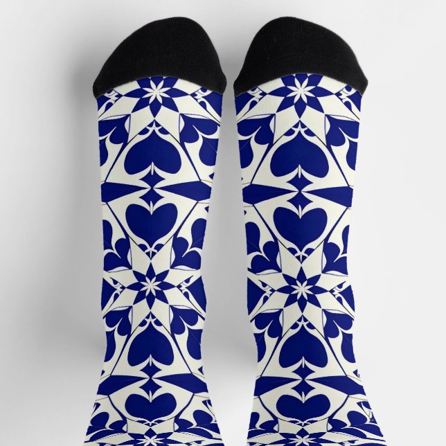 Elegantes Blau-Weiß-Muster Socken (Oben)