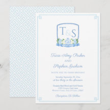 Elegantes Blau-Weiß-Wappen Hochzeit