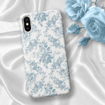 Elegantes blau-weiße Blumentoilette Case-Mate iPhone Hülle<br><div class="desc">Elegantes,  Vintag inspiriertes,  staubblaues Blumenmuster mit Rose,  Weinreben und Rollen auf weißem Hintergrund. Nahtlose Muster können nach oben oder unten skaliert werden.</div>