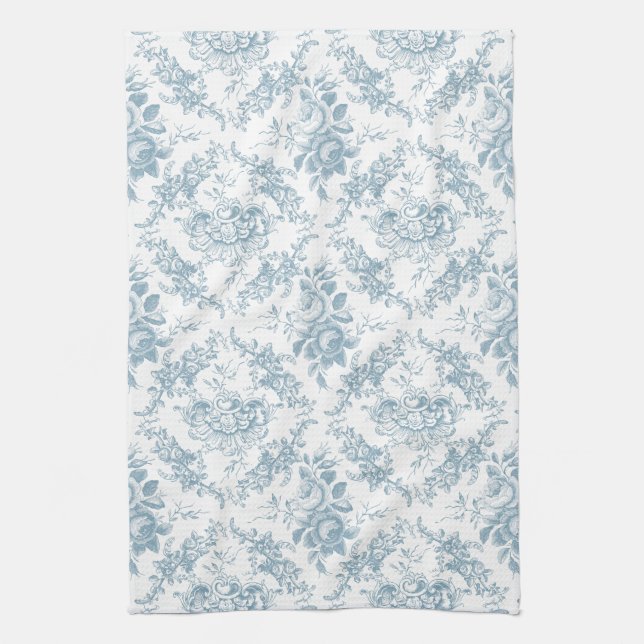Elegantes blau-weiße Blumentoilette Geschirrtuch (Vertikal)