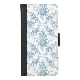 Elegantes blau-weiße Blumentoilette iPhone 8/7 Geldbeutel-Hülle