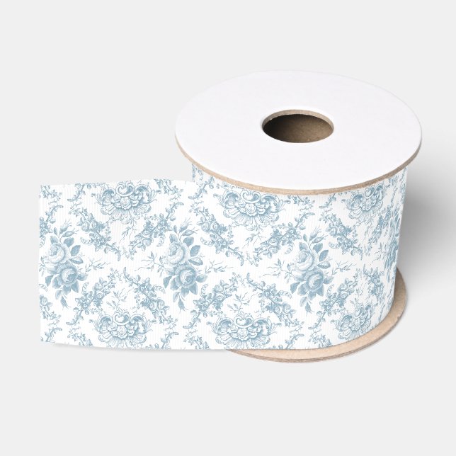 Elegantes blau-weiße Blumentoilette Ripsband (Spule)