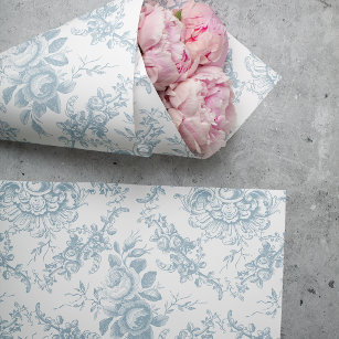 Elegantes blau-weiße Blumentoilette Seidenpapier