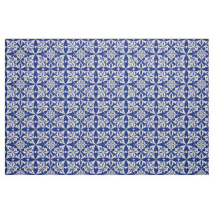 Elegantes blau-weißes Blumenmuster Stoff
