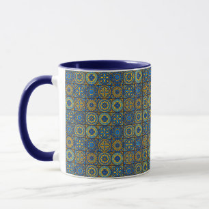 Elegantes blau-weißes marokkanisches Muster  Tasse