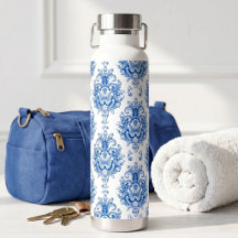 Elegantes blau-weißes mediterranes Damastmuster