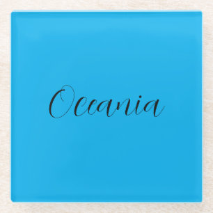 Elegantes blau-weißes Schriftdesign zur Personalis Glasuntersetzer