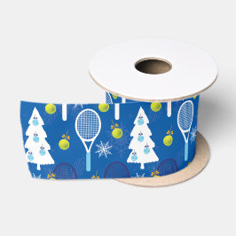 Elegantes, blau-weißes Weihnachtstennis Satinband