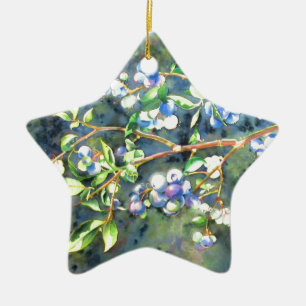 Elegantes Blaubeerengemälde Keramik Ornament