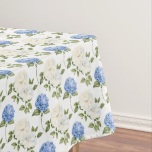 Elegantes Blaue Hortensien-Blumenmuster Tischdecke