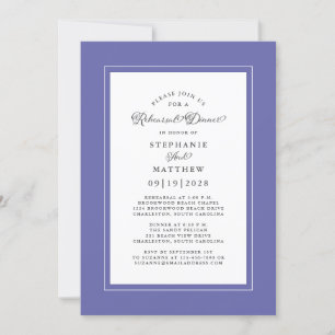 Elegantes blaues Abendessen zur Hochzeitsprobe Einladung