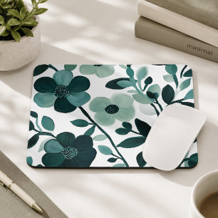 Elegantes Blaues Aqua-Blumen-Mauspad Mousepad