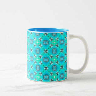 Elegantes blaues aquamarines abstraktes modernes zweifarbige tasse