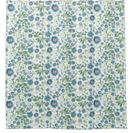 Elegantes blaues Aquamarines Blumenmuster Duschvorhang