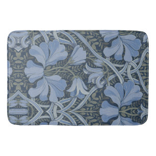Elegantes blaues Aquarell-Blumenmuster Badematte