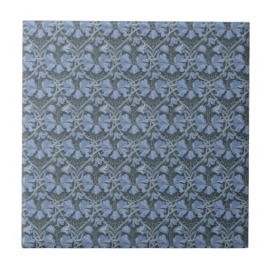 Elegantes blaues Aquarell-Blumenmuster Fliese