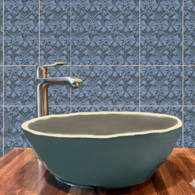 Elegantes blaues Aquarell-Blumenmuster Fliese (Von Creator hochgeladen)