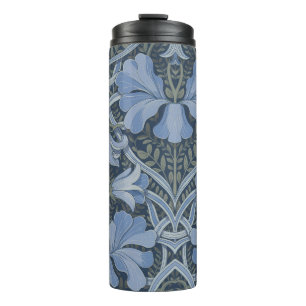 Elegantes blaues Aquarell-Blumenmuster Thermosbecher