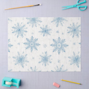 Elegantes blaues Aquarell-Schneeflocken-Seidenpapi Seidenpapier