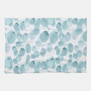 Elegantes blaues Aquarellmuster Blätter Ditsy-Must Geschirrtuch