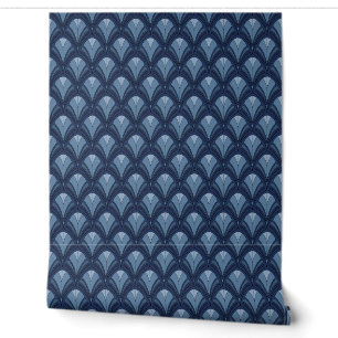 Elegantes blaues Art Deco Vintage-Muster Tapete