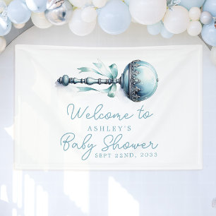 Elegantes blaues Baby-Rassel-Jungen-Baby-Shower-Wi Banner