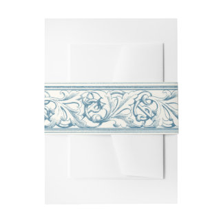 Elegantes blaues Barockmuster Einladungsbanderole