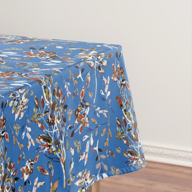 Elegantes blaues Blätter Berries Botanisches Muste Tischdecke (Beispiel)