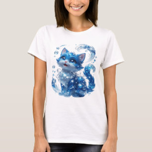Elegantes Blaues BLAUE KATZE MIT DIAMANTEN UND STE T-Shirt