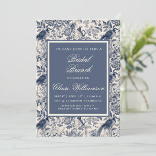 Elegantes blaues Blumen-Toile-de-Jouy Fleurie-Brid Einladung