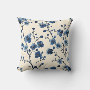 Elegantes Blaues Blumenkissen Kissen