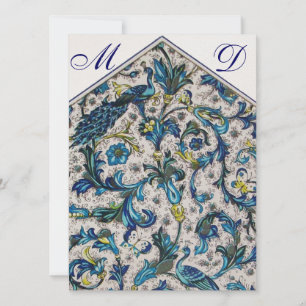 ELEGANTES BLAUES BLUMENMONOGRAMM FÜR DIE HOCHZEIT EINLADUNG