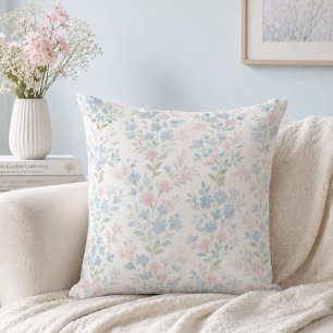 Elegantes blaues Blumenmuster Kissen