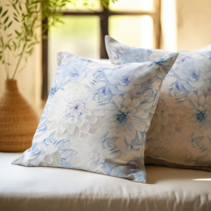 Elegantes Blaues Blumenmuster Kissen