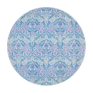 Elegantes blaues Blumenmuster Schneidebrett